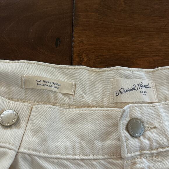 NWT Universal Thread High Rise Adjustable Two Way Trouser Denim Cream Women 16 - Picture 4 of 8